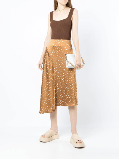 Vince Spot-print Asymmetric Skirt In Brown