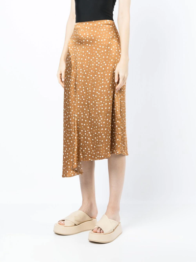 Vince Spot-print Asymmetric Skirt In Brown