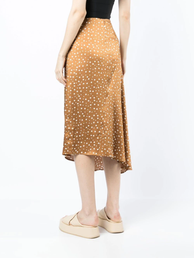 Vince Spot-print Asymmetric Skirt In Brown