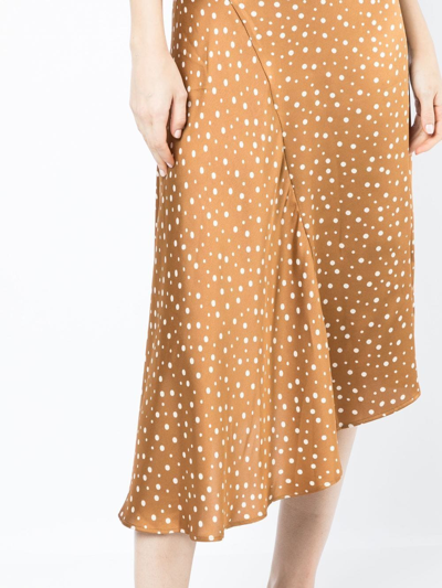 Vince Spot-print Asymmetric Skirt In Brown
