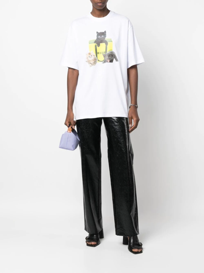 Msgm Graphic-print Cotton T-shirt In White