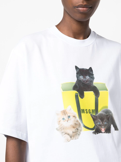 Msgm Graphic-print Cotton T-shirt In White