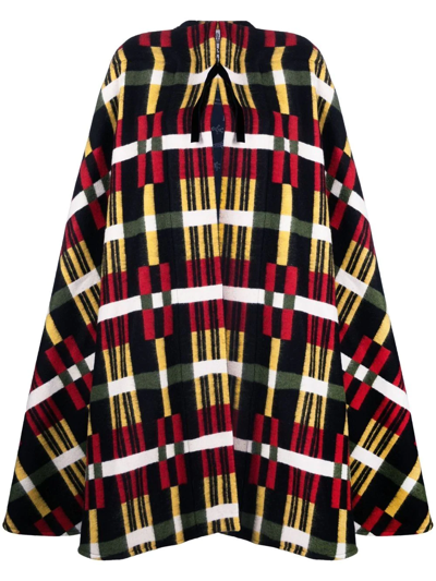 Shop Vivienne Westwood Geometric Pattern Cape Coat In Black