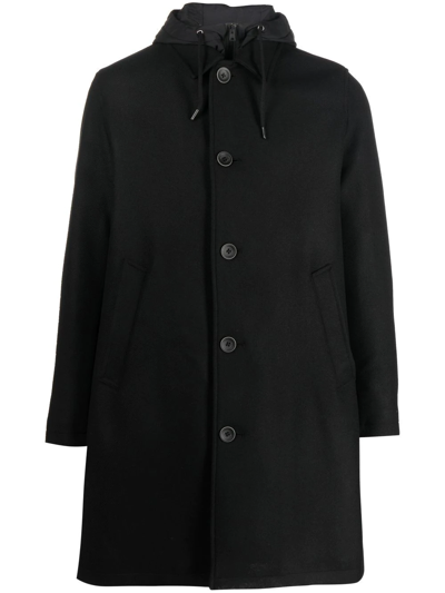Shop Herno Mid-length Zip-up Coat In Black