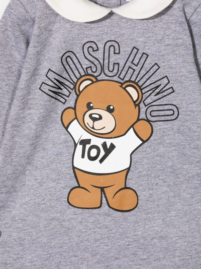 Shop Moschino Teddy Bear Motif Bodysuit In Grey