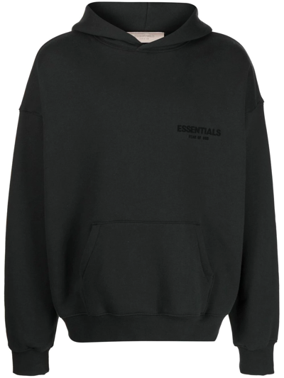 Shop Essentials Logo-print Hoodie In Black