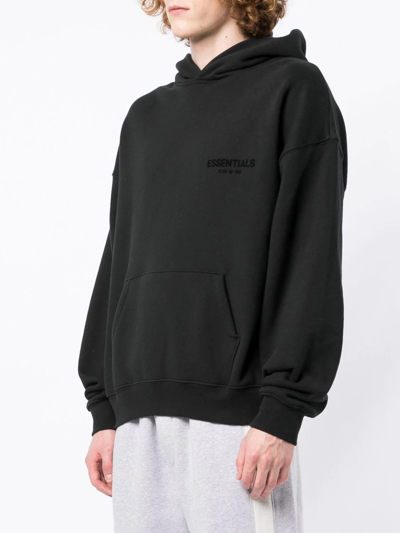 Shop Essentials Logo-print Hoodie In Black