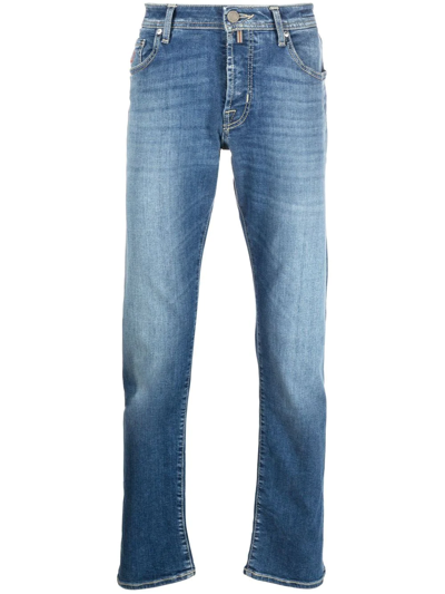 Shop Jacob Cohen Straight-leg Faded Jeans In Blue