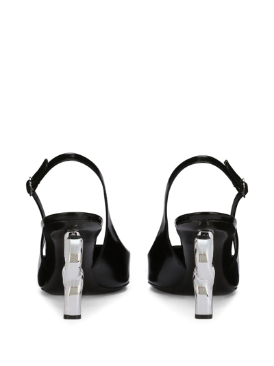 Dolce & Gabbana Lollo 75 Slingback Pumps In Polished Leather In Black