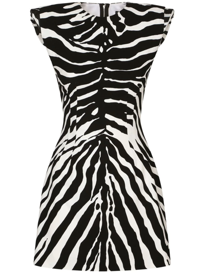 Shop Dolce & Gabbana Zebra-print Sleeveless Dress In Black