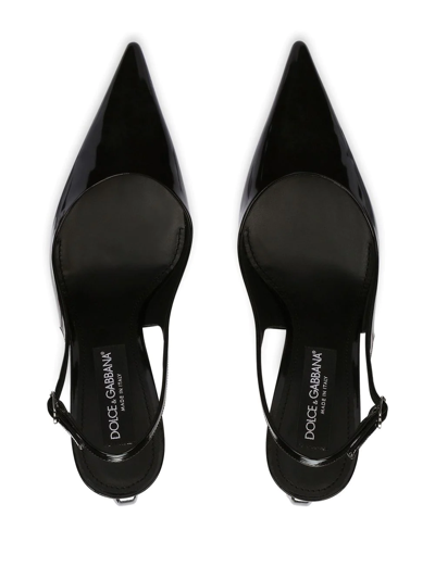 Dolce & Gabbana Lollo 75 Slingback Pumps In Polished Leather In Black