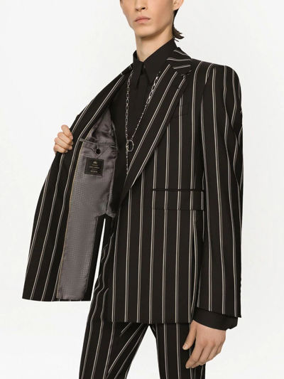 Shop Dolce & Gabbana Striped Wool Blazer In Black
