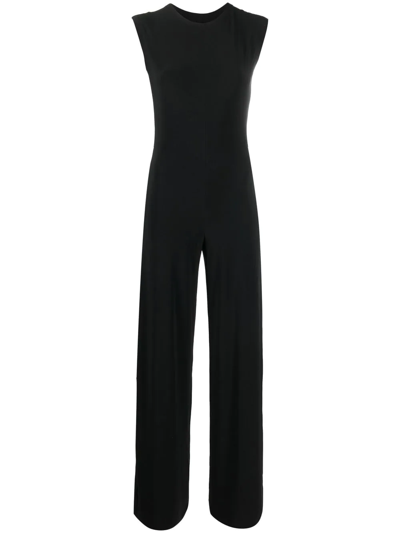Shop Norma Kamali Sleeveless Wide-leg Jumpsuit In Black