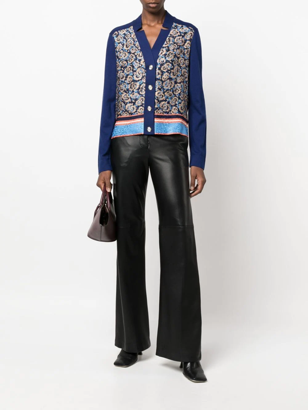 Salvatore Ferragamo abstract-leopard print cardigan - Blue