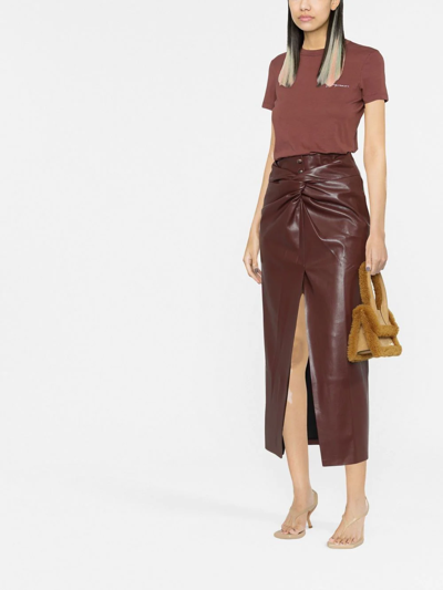 Shop Jacquemus Le T-shirt Brode Logo-embroidered Top In Brown