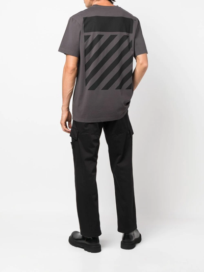 Off-white Diag-stripe Cotton T-shirt In Black