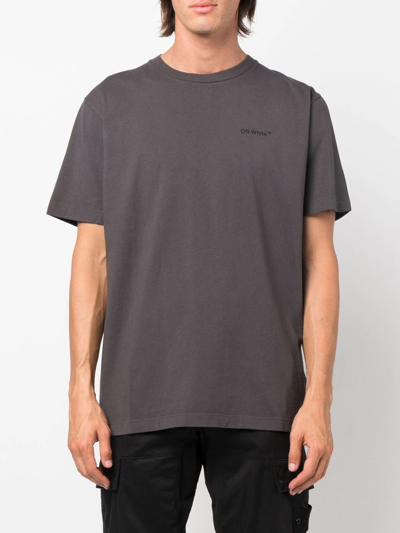 Off-white Diag-stripe Cotton T-shirt In Black