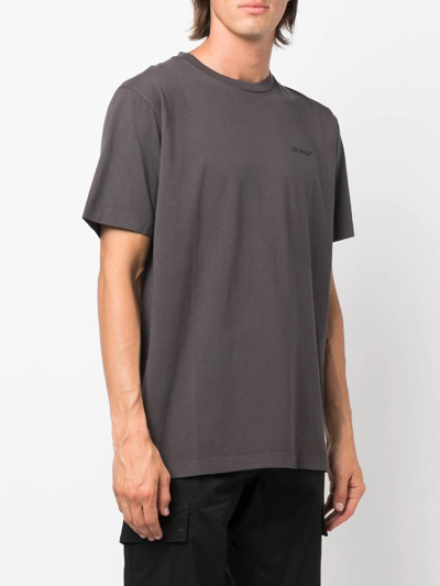 Off-white Diag-stripe Cotton T-shirt In Black
