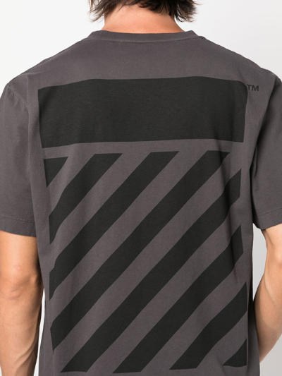 Off-white Diag-stripe Cotton T-shirt In Black