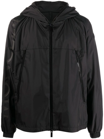 Shop Moncler Logo-print Hooded Jacket In Black