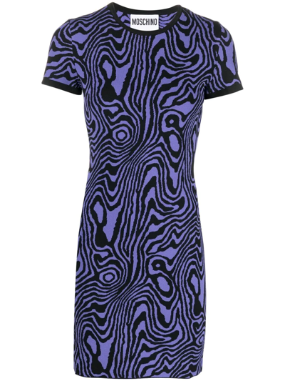 Shop Moschino Swirl-pattern Knitted Minidress In Purple