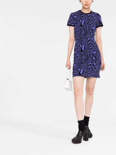 Shop Moschino Swirl-pattern Knitted Minidress In Purple