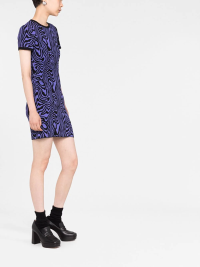 Shop Moschino Swirl-pattern Knitted Minidress In Purple