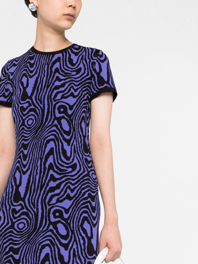 Shop Moschino Swirl-pattern Knitted Minidress In Purple