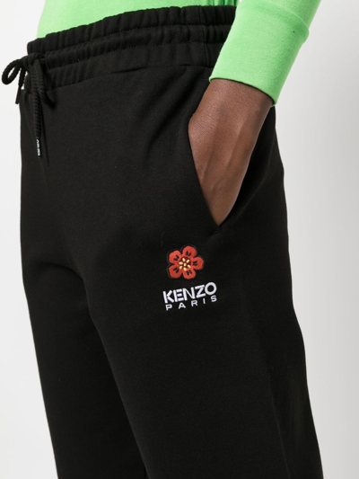 Shop Kenzo Embroidered-logo Drawstring Track Pants In Black