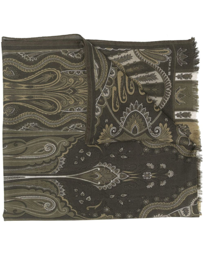 Shop Etro Ornamental-print Scarf In Green