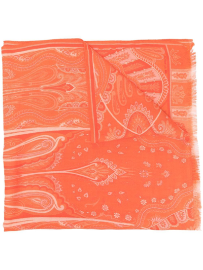 Shop Etro Ornamental-print Scarf In Orange