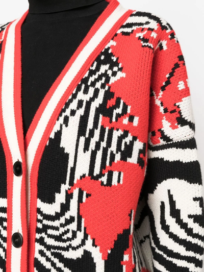 Shop Philosophy Di Lorenzo Serafini Zebra-pattern Virgin Wool Cardigan In Black