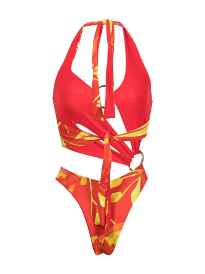Shop Louisa Ballou Sex Wax Asymmetric Swimsuit In Multicolour
