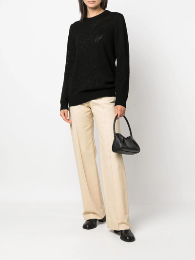 Shop Michael Michael Kors Logo-knit Long-sleeve Jumper In Black