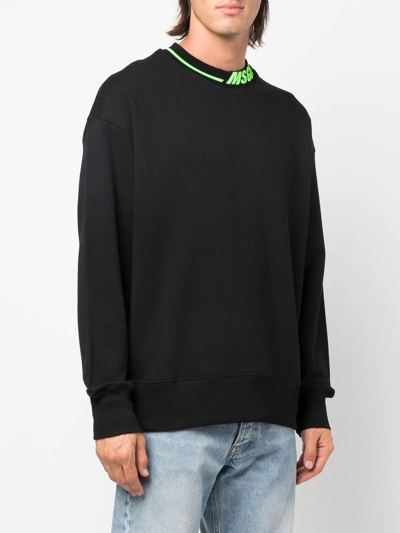 Shop Msgm Logo-collar Cotton Sweatshirt In Black