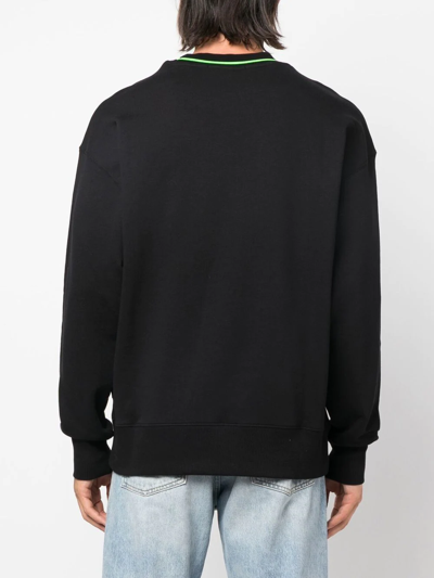 Shop Msgm Logo-collar Cotton Sweatshirt In Black