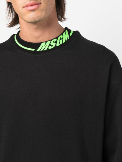 Shop Msgm Logo-collar Cotton Sweatshirt In Black