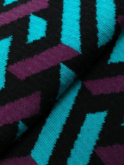 Shop Versace Intarsia-pattern Wool Scarf In Blue