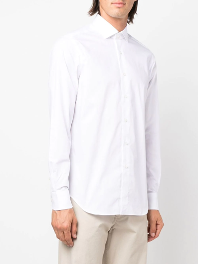 Shop Xacus Long-sleeve Button-up Shirt In White