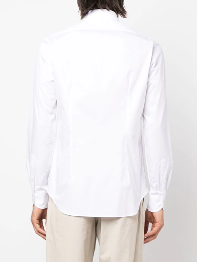 Shop Xacus Long-sleeve Button-up Shirt In White