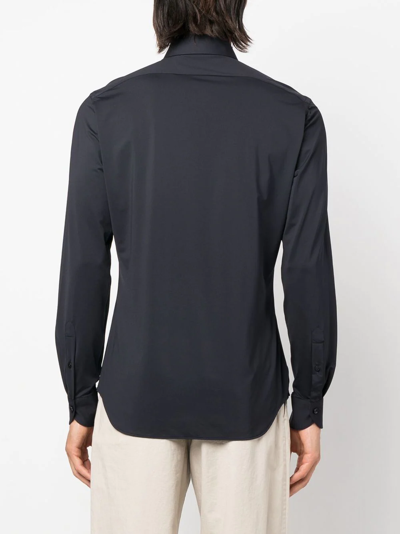 Shop Xacus Long-sleeve Button-up Shirt In Blue