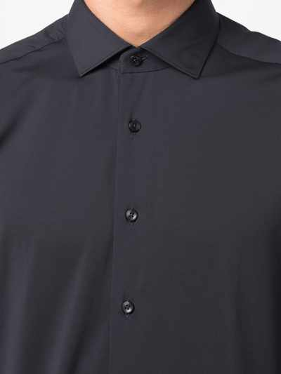 Shop Xacus Long-sleeve Button-up Shirt In Blue