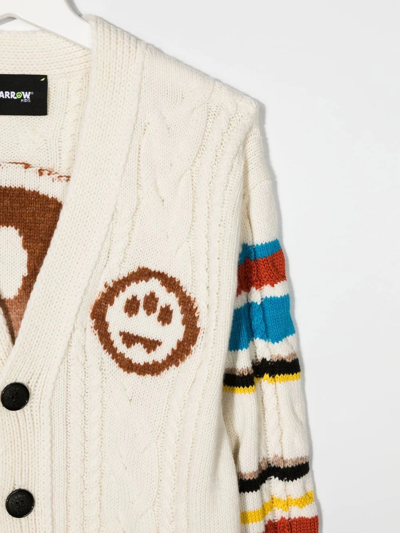 Barrow Cable-knit Striped Cardigan In White