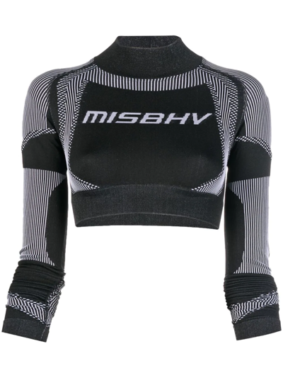 Shop Misbhv Logo-print Cropped Top In Black
