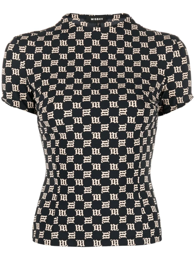 Misbhv Lara Monogram-print T-shirt In Black