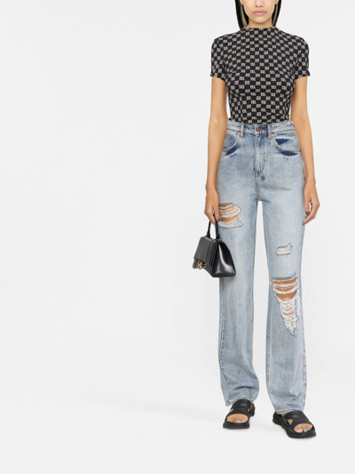 Misbhv Lara Monogram-print T-shirt In Black
