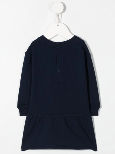 Shop Moschino Teddy Bear Logo-print Sweatshirt Dress In Blue