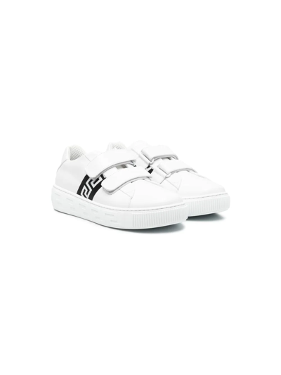 Shop Versace Touch-strap Sneakers In White