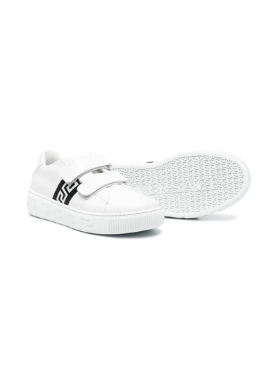 Shop Versace Touch-strap Sneakers In White