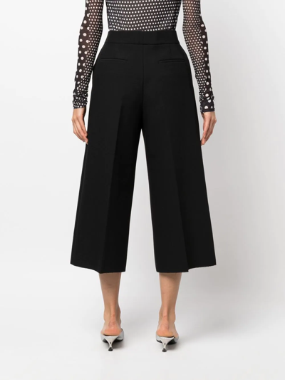 Shop Msgm Cropped Wide-leg Trousers In Black
